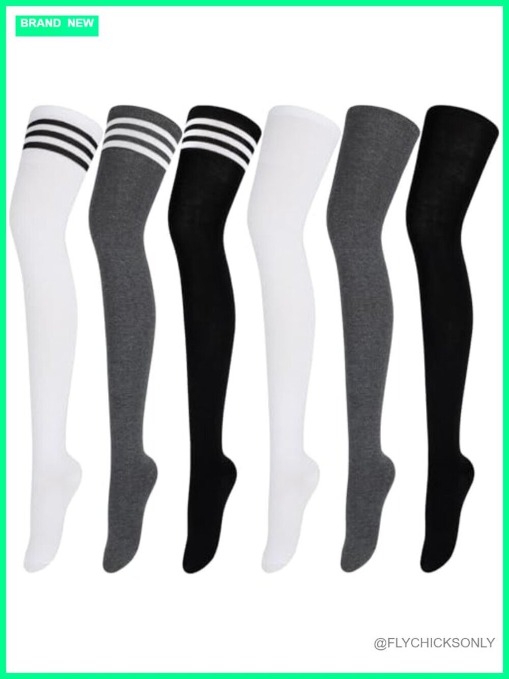 6 Pairs Thigh High Socks Over Knee Stockings Extra Long Leg Warmers Polyester